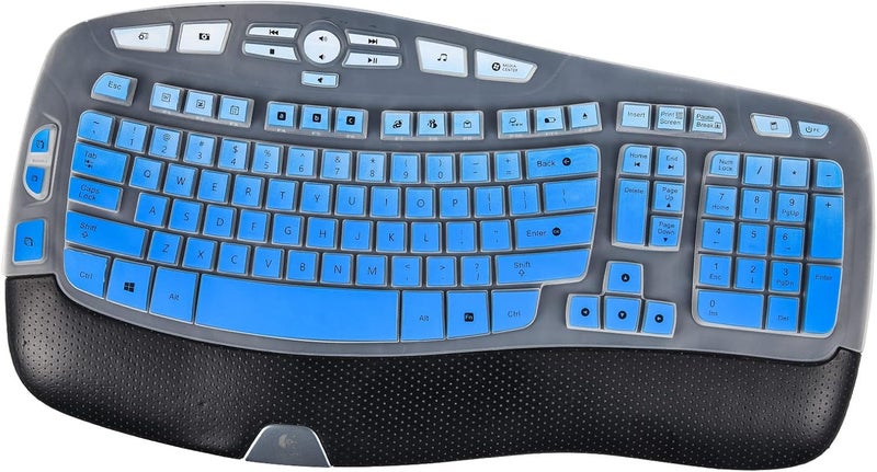 imComor Keyboard Cover for Logitech K350 MK550 MK570 Keyboard Cover Skin for Logitech K350 MK550 MK570 Wireless Keyboards Covers Skin Protector Accessories, Ombre Blue - Image 1